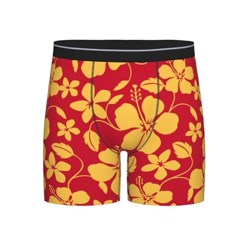 Hawaiian Style Red Yellow Mens Extended Underwear Length Boxer Briefs Comfort Breathable Underwear For Men2