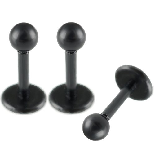 3 Stks 16g 16 gauge 1.2mm 1/4 6mm Flexibele Zwarte Acryl Lip Bar Labret Ring Monroe Oor Tragus Stud EACC Pierced Body Sieraden