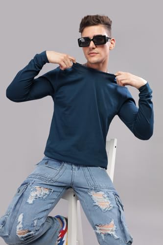 Image of ADRO Full Sleeve Tshirt for Men | Colorblock T Shirt for Men | 100% Cotton Tshirt | Full Sleeve Regular Fit T-Shirt | Men's Full Sleeves T Shirts