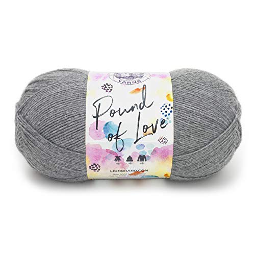Image of Lion Brand Yarn 550-150 Pound of Love Yarn, Oxford Grey | Large Skein Everyday Basic 100% Acrylic Worsted Weight Knit Fiber for Baby Blankets, Classic Afghans, Sweaters, Scarf Sets