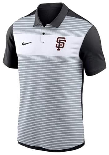 Nike Men's MLB Striped Vapor Polo (US, Alpha, X-Large, Regular, Regular, White/Black/Gray, San Francisco Giants)