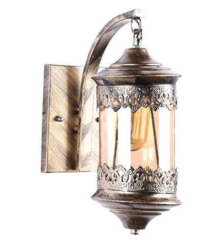 Image of SINOMAN Golden Antique Classic Retro Wall Light Fixture Vintage-Inspired Elegant Design for Home Decor, Living Room, Bedroom, Hallway and Home Ambiance Lighting (Without Bulb)