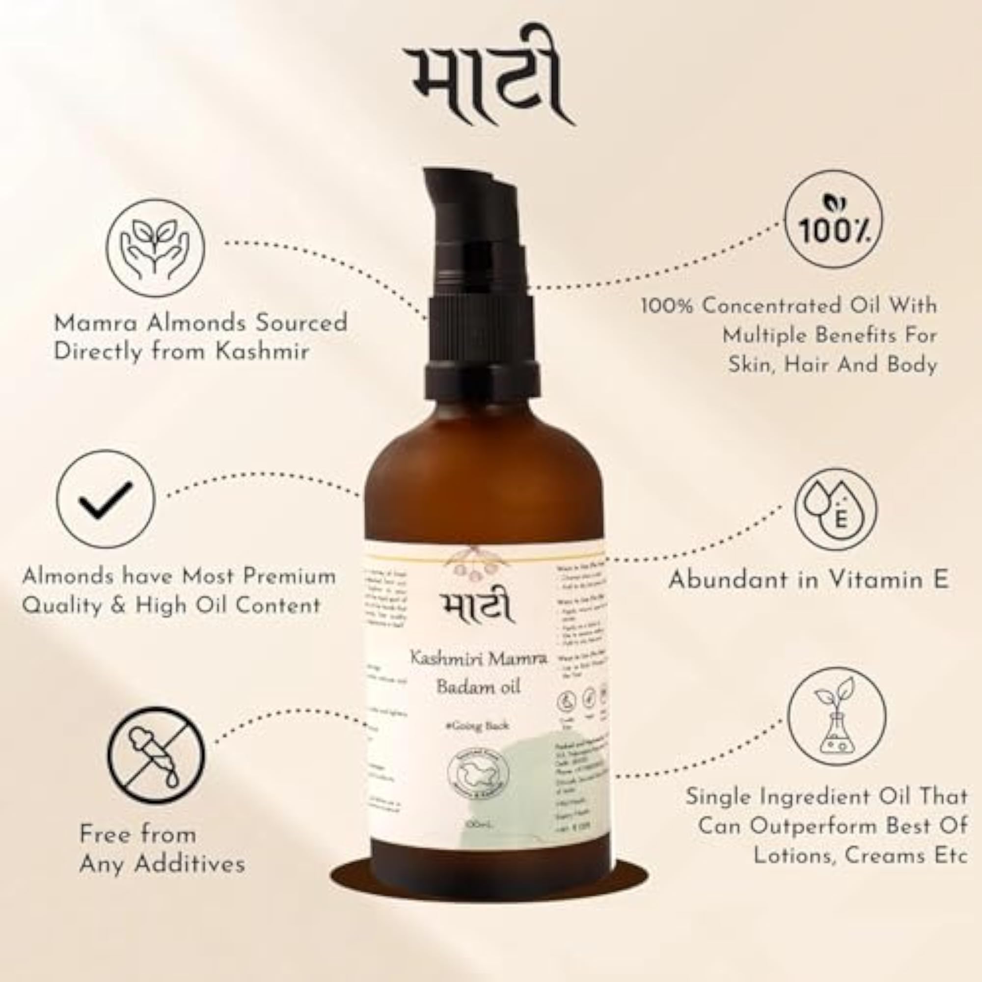 Pure Mamra Almond Oil for Hair Growth, Cold Pressed