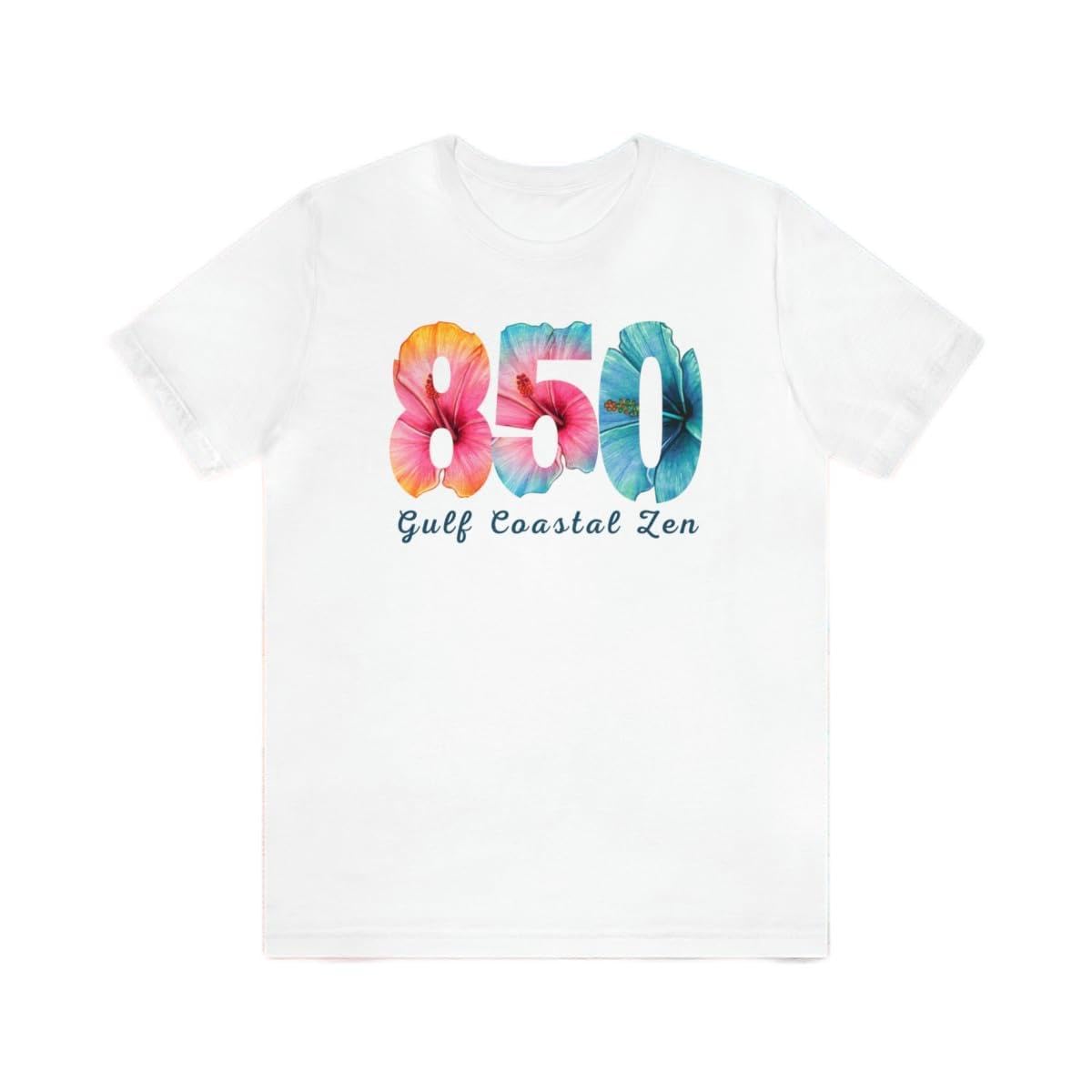 GenericGulf Coastal Zen Rep 850 Forgotten Coast Hibiscus Flower Short Sleeve, Adult T Shirt White 2XL