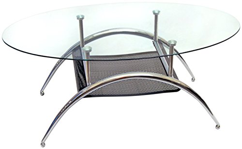 Walker Edison Glass Oval Coffee Table