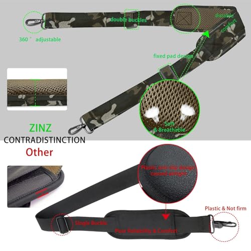 Image of ZINZ 79 inch Shoulder Strap, Extra-thick Fixed Cushion Pad and Dual Clasps Universal Replacement Strap with Metal Swivel Hooks for Laptop Bags, Luggage Bags, Camera, Crossbody(Camouflage Green)