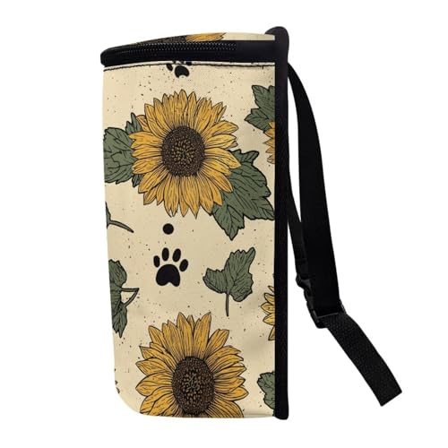 Image of Talayituse Sunflower Paw Leaves Print Car Trash Can with Adjustable Straps, Car Trash Bag Bin Car Garbage Bag Thanksgiving Decor Multipurpose Storage Box for Vehicle Travel Camping Picnicing