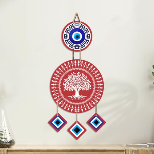 Image of Artvibes Tree of Life Evil Eye Wall Hanging for Home Entrance Decor | Nazar Battu Protection Hanging for Living Room Bedroom Office | Vastu Positive Energy MDF Decorative Gift (WH 85122N)