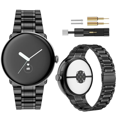 TUV PLNT �\���b�h�X�e�����X�X�`�[���o���h Pixel Watch 3 45mm�Ή� Pixel Watch 2�p���^���X�g���b�v �j�����p (�u���b�N�A Pixel Watch 3 45mm)