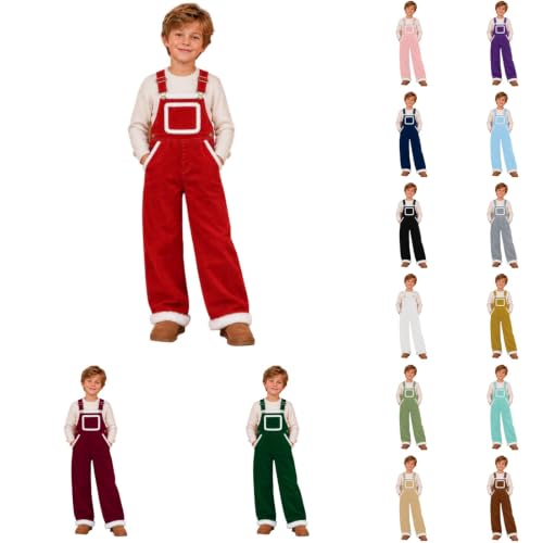 Kids Christmas Fleece Overall Faux Fur Trim Santa Style Oversized Bib Pants - image 1