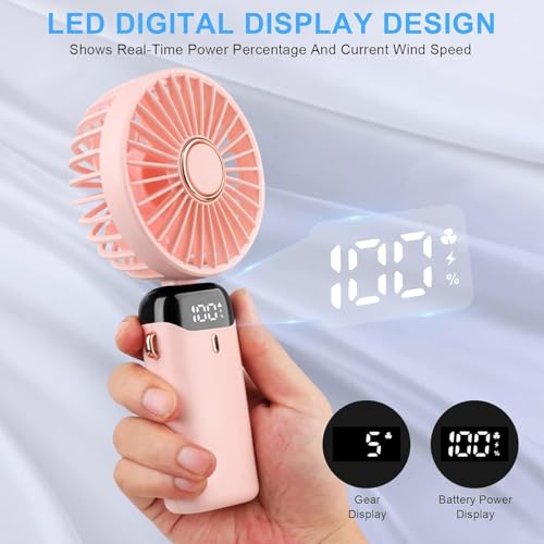 Image of Hand Fan Rechargeable, Handheld fan for Makeup, Electric Fan Portable, Mini Fan for Makeup for Women, Small Fan for ace, Travel, Battery, usb charging, High Speed,mini AC cooler