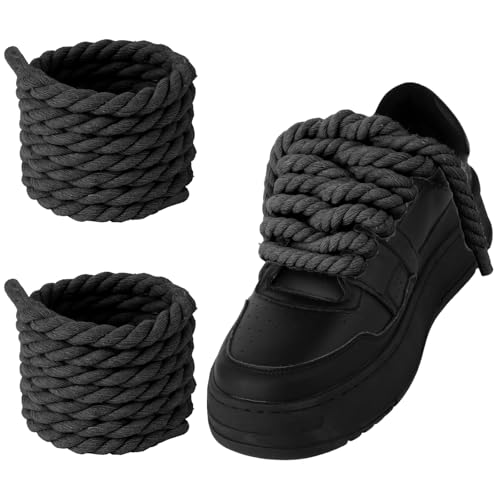Molain Thick Rope Shoe Laces for A F-1, 1 Pair Round Cotton Chunky Twisted Shoelaces Replacement for A F-1 (black)