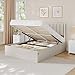 VASAGLE Estructura de Cama, 140 x 200 cm, Cama Elevable, 2 Personas, con Almacenaje, Cabecero, Sistema Hidráulico, Moderno y Minimalista, Fácil Montaje, Beige Capuchino RMB614LH01