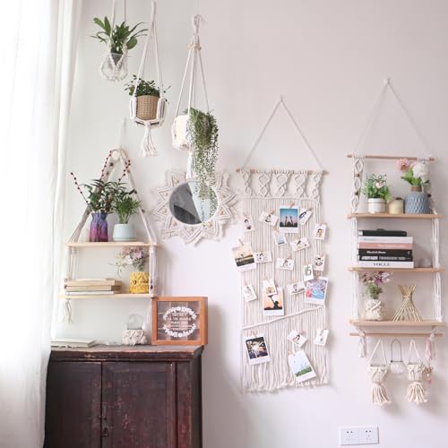 Tenewee PHOTO 2 Hanging Photo Boho Wall Decor Macrame Picture Frames Photo Collage Frame Wall Decor thumb #4