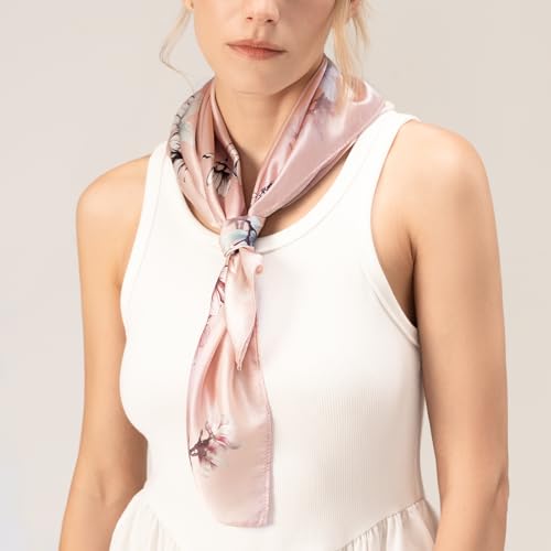 100% Mulberry Silk Scarf Satin Square Headscarf Lightweight Bandana for Hair Scarf Floral Women's Hats and Hoods4