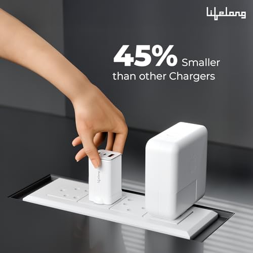 Image of Lifelong Electronics 65W Super Fast GaN Charger PD Technology | 1 USB A + 2 Type C Ports | iPhone 17 /16 /15 /14 (Including Pro Max), Android, Samsung | Laptops - MacBook, Dell, HP, Lenovo, Acer, ASUS