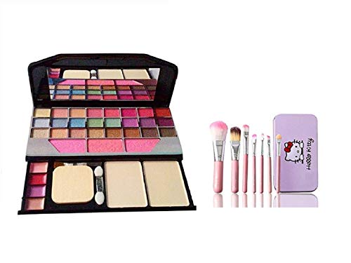 Image of 6155 Makeup kit + 7 Piece Brush Set for Women (Pink)