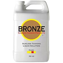 BRONZE - DARK - Spray Tan Solution - 32 oz - Sunless Self Tanning Liquid for Airbrush or HVLP System - INCLUDES Applicator Mitt, Application Gloves and Best Fake Tanner Lotion Mousse Sample