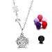 PULABO Collier diffuseur d'huile essentielle, collier plaqué or avec pendentif médaillon pour diffuseur d'Aromathérapie, ensemble de bijoux pour fille, 1 pierre volcanique + 5 couleurs aléatoires, av