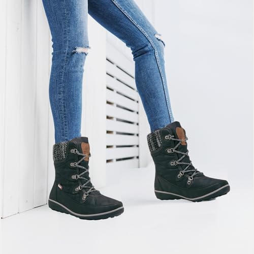 GLOBALWIN Women's Snow Boots Comfortable Black Boots For Women Waterproof Mid-Calf Winter Boots For Women With Fleece Lining And Non Slip Outdoor Sole Size 10M - image 5