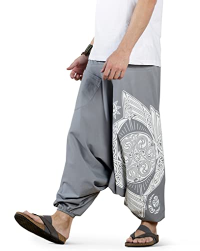 Image of The Veshti Company Printed Harem Pants for Men's Cotton Hippie Style Baggy Boho Yoga Pajama Pant with Pocket