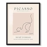 Pablo Picasso Canvas Wall Art Cat Posters Prints Abstract Line Drawing Picture Minimalist Wall Decor Picasso Famous Artwork for Living Room Bedroom Home Office Decoration Gifts, 8x10 Inch Black Framed