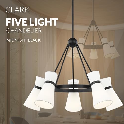 Generation Lighting 5-Light Clark Chandelier Midnight Black 3190505-112, Modern Ceiling Light Fixture for Room Decor, Chandelier for Dining Room or Living Room Uses Standard or LED Light Bulbs by Generation Lighting - Image 6