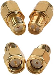 4 Pcs SMA Male Plug to RP-SMA Female RF Straight Connector, Gold Plated Adapter for Antennas, Wireless LAN Equipment, Extension Cables, FPV Drones
