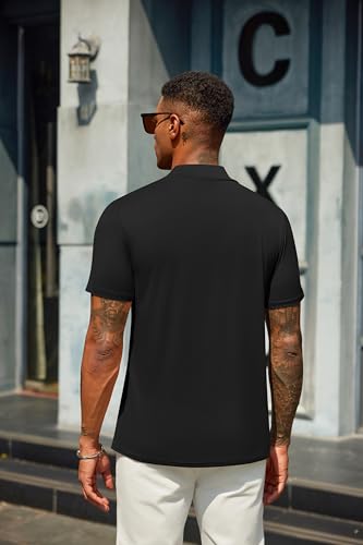 COOFANDY Men's Mock Neck T Shirt Short Sleeve Slim Fit Basic Casual T-Shirts Solid Color Pullover Tee4