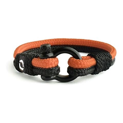 Mens Rope Bracelet - Stainless Steel Black Shackle, Extremely Durable and Scratch Resistant Waterproof Paracord, Handmade, Nautical Wristband for Men B-11-8.5 Cover
