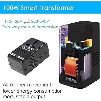 Voltage Converter 110V to 220V Step-Up & Step-Down Power Two-Way Conversion Voltage Converter Transformer for Travel, RV, and Camping(Black, 100W)