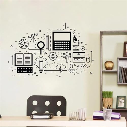 Pegatina de vinilo para pared de educación científica, tecnología informática, escuela, aula, habitación de niños, decoración de sala de juegos, calcomanía, papel tapiz de decoración de oficina