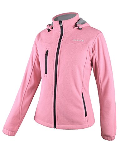 BALEAF Women's Fleece Jacket/Vest Full Zip Hoodie with Detachable Hood Pink Size S
