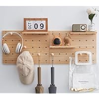 socalsunny Wood Pegboard Combination Wall Organizer Kit, Wooden Display Pegboard Panel Kits for Bedroom, Study, Office, Bathroom, 2 Pieces Pegboards and 15 Accessories