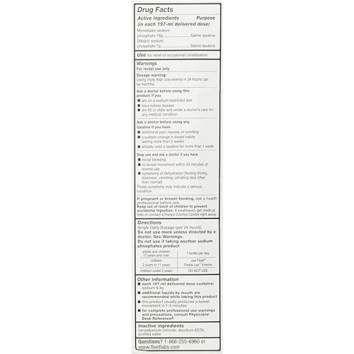 Fleet Laxative Saline Enema for Constipation | 4.5 fl oz | Pack of 6