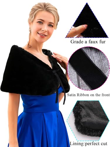 Women's Wedding Faux Fur Shawls and Wraps Bridal Wedding Fur Stole Winter Shrug for Bride and Bridesmaid3