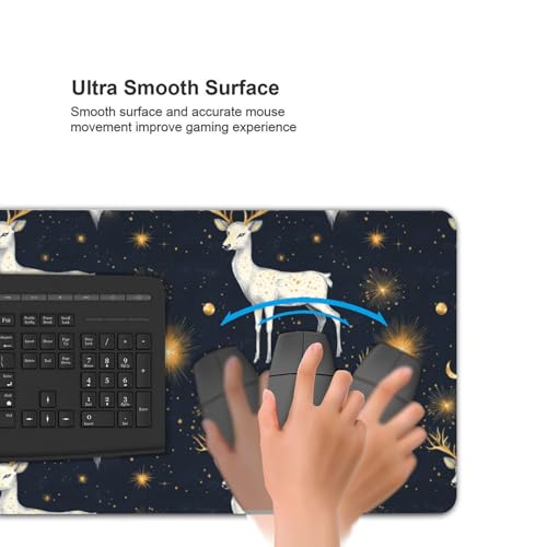 Grand tapis de souris de jeu cerf blanc pour bureau et PC portable
