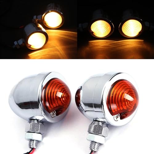 INNOGLOW Motorcycle Turn Signal Lights for Harley Kawasaki Suzuki Yamaha Custom Bike Cruiser Bobber Chrome Amber Bullet Shape 12V by INNOGLOW - Used condition - US$13.87