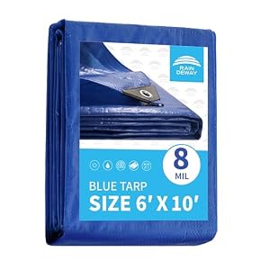 RAINDEWAY Tarps 6×10 Feet 8 Mil Multipurpose Blue Waterproof Tarp