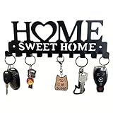 Key Holder for Wall Hooks Organizer Hanger 10 Hooks Key Rack Wall Mounted with Screws and Anchors, Sweet Home Wall Metal Decor for Entryway Front Door Kitchen Hallway Office Garage Mudroom