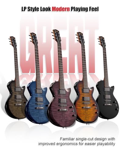 Image of AKLOT 24-Fret Electric Guitar Kit, 40 inch Single Cut (LP Style), Modern Playability Coil-Split Humbucker Pickups, 18:1 Tuning Pegs,W /Guitar Accessories Gig Bag,Cable,Strap,Picks,Strings,Tuner,Book