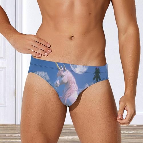 Unicorm with Pastel Mane Mens Swim Briefs Quick Dry Triangle Trunks Swimsuit Swimming Bikini Swimwear4