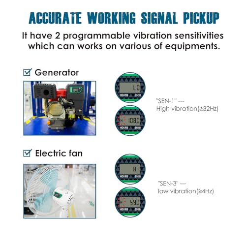Runleader RL-HM016L Digital Vibration Activated Hour Meter, Cordless Design for Gasoline Diesel AC/DC Powered Equipment.(Green) - Thumbnail 4