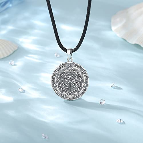 Vito 925 Sterling Silver Seal Of Seven Archangels Necklace For Men, St Michael Pendant, Medallion Spiritual Protection Amulet Healing Talisman Jewelry For Women Boys Husband, 24 Inch #TOP1