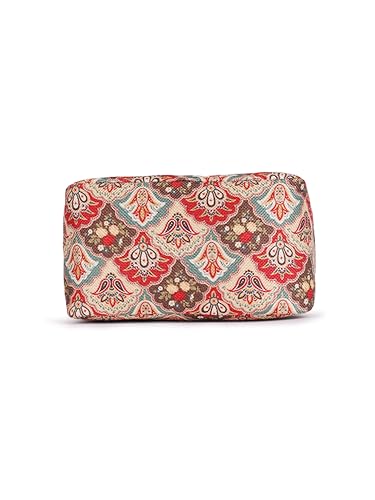 Image of ZOUK Mughal Art Multicolor Motif Printed Jute Multicolor Insulated Lunch Tiffin Storage Picnic Bag