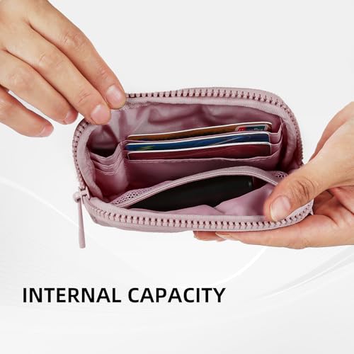 Image of The Iris Wallet Zipper Mini Coin Purse Keychain ID Holder Wallet | Zip Card Case with ID Window Purses for Women Mini Portable Keychain Wallet,Pink Cherub