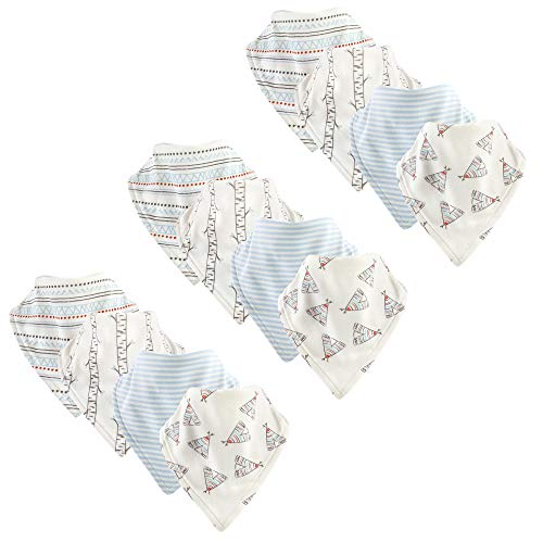 Image of Touched by Nature Unisex Baby Organic Cotton Bandana Bibs, Teepee 12-Pack, 0-9 Months