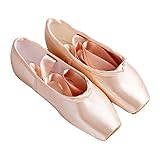 Pointe Shoes for Girls and Women in Pink with Pre-Attached Ribbons, 40