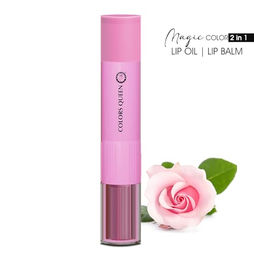 Image of Colors Queen Magic Color 2 in1 Lip Balm & Lip Oil - Pink Rose, 4.5g | Nourishing & Moisturizing Lip oil for Dry and Chapped Lips | Tinted Lip Balm for Women Enriched with Shea Butter & Vitamin E