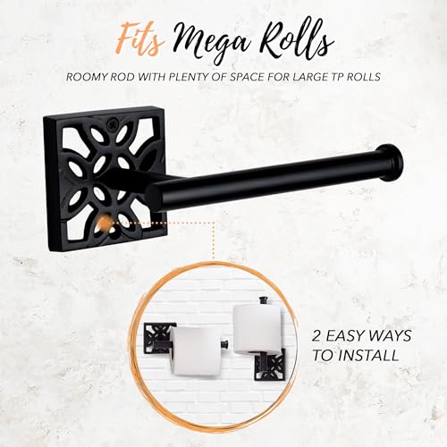 Image of Autumn Alley Matte Black Farmhouse Bathroom Set - 5-Piece Hardware Kit with Towel Ring, TP Holder, Hooks & Metal Step Trash Can with Lid for Rustic, Modern Bathroom Decor